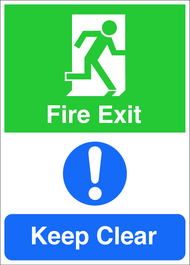A4 Fire Exit Keep Clear Sticker - Bin Factory Outlet
