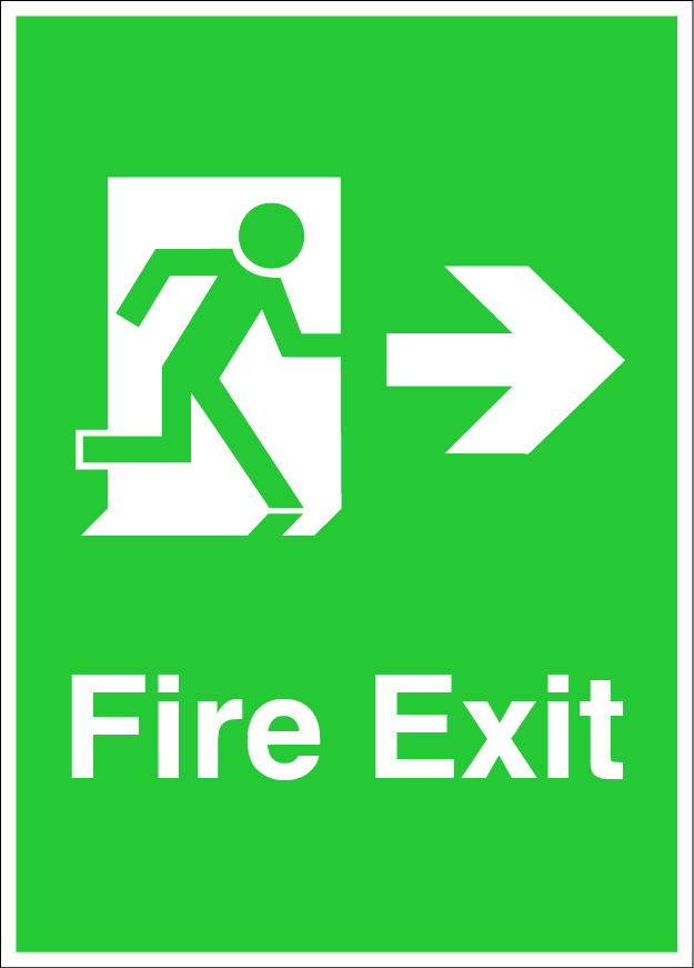 A4 Fire Exit Right Sticker - Bin Factory Outlet